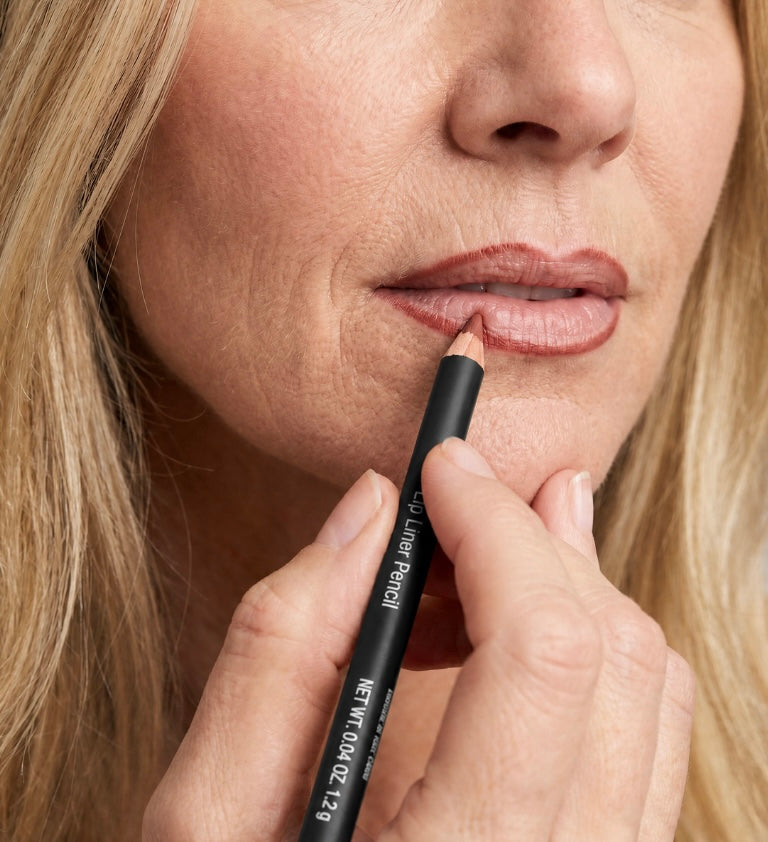 model over 40 wearing rescue me lip liner
