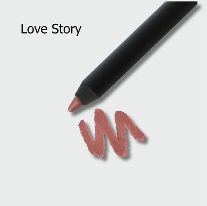 Jenn of Arch Ultimate Waterproof Lip Liner in Love Story shade, featuring a sleek black pencil with a sharp tip for precise lip lining.