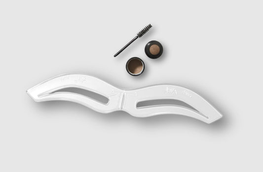 Jenn of Arch Bold Brow Duo Stencil Kit featuring brow stencils and arch filler for defined, natural-looking eyebrows.