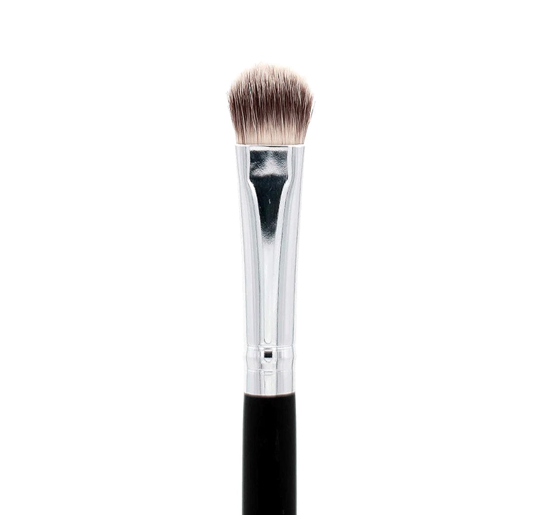 close up of Jenn of Arch Oval Shadow Brush with soft bristles for precise eyeshadow application and blending.