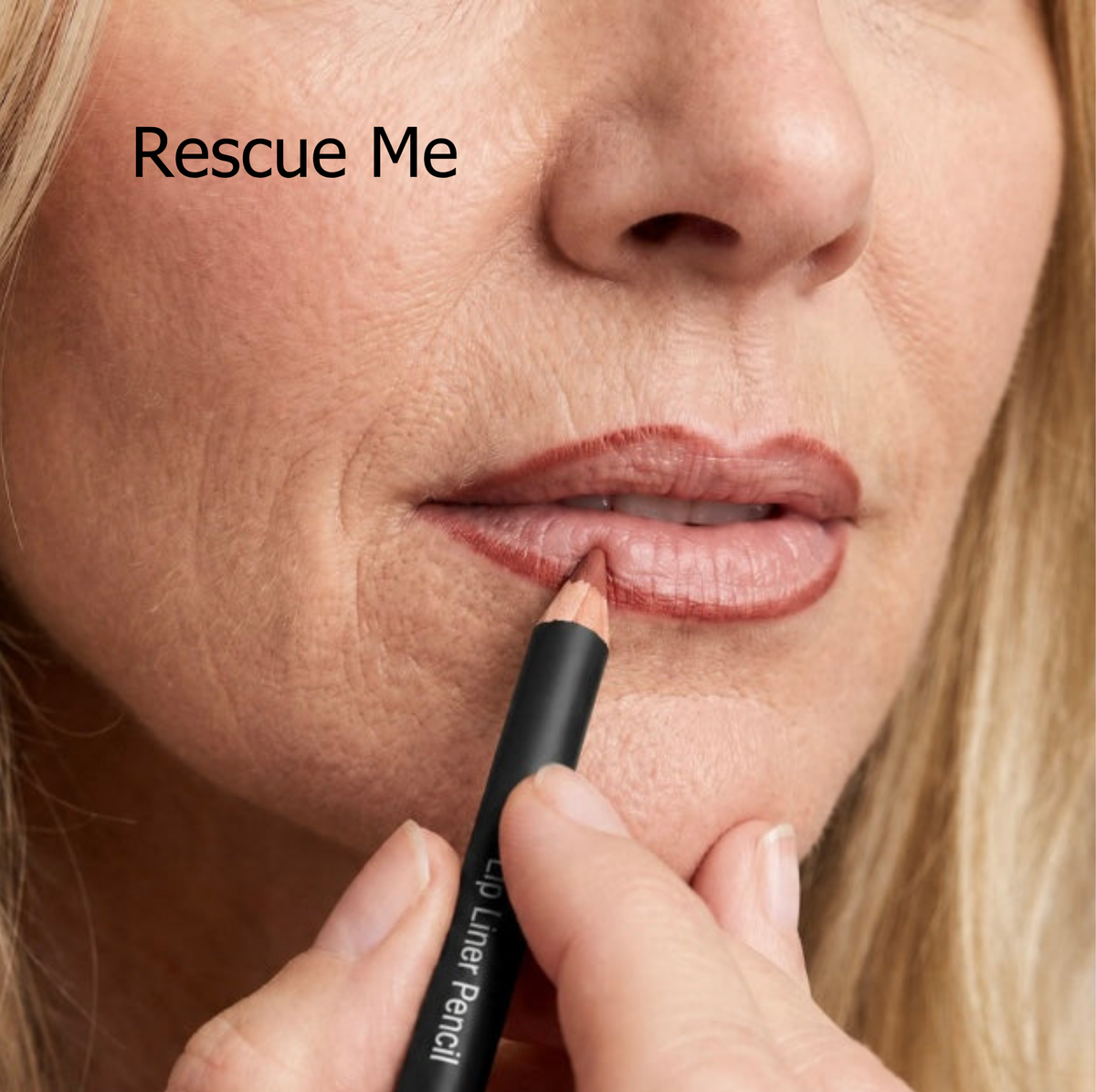 Close-up of Jenn of Arch Ultimate Waterproof Lip Liner shade in rescue me being applied to lips, showcasing precise lip liner in use.