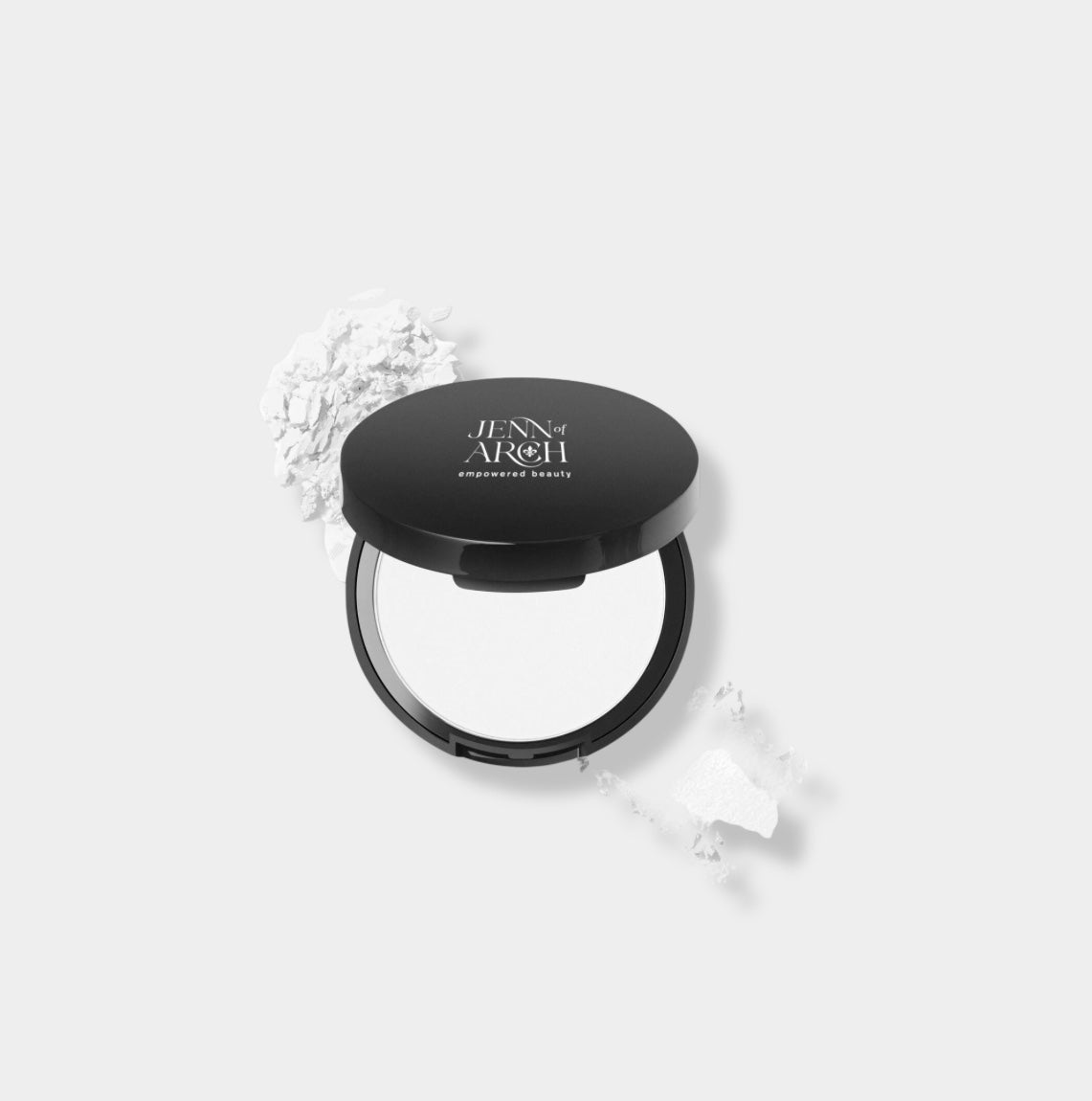 Jenn of Arch Blot or Not Invisible Blotting Powder in a compact, translucent powder form for oil control and shine reduction.